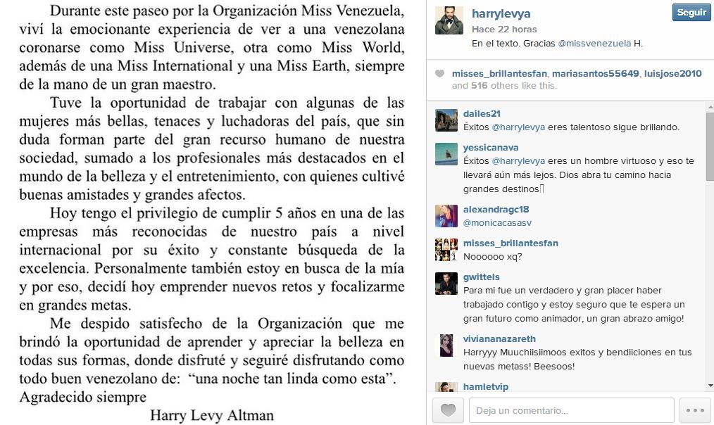 harry levy comunicado