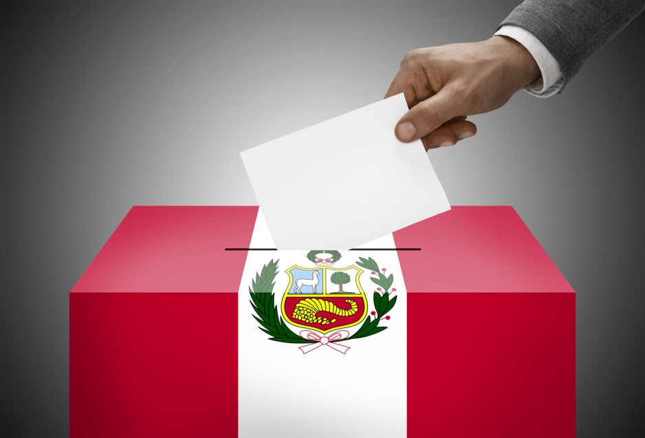 Ballot box painted into national flag colors - Peru