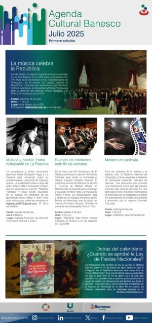 Agenda Cultural Banesco julio 2025
